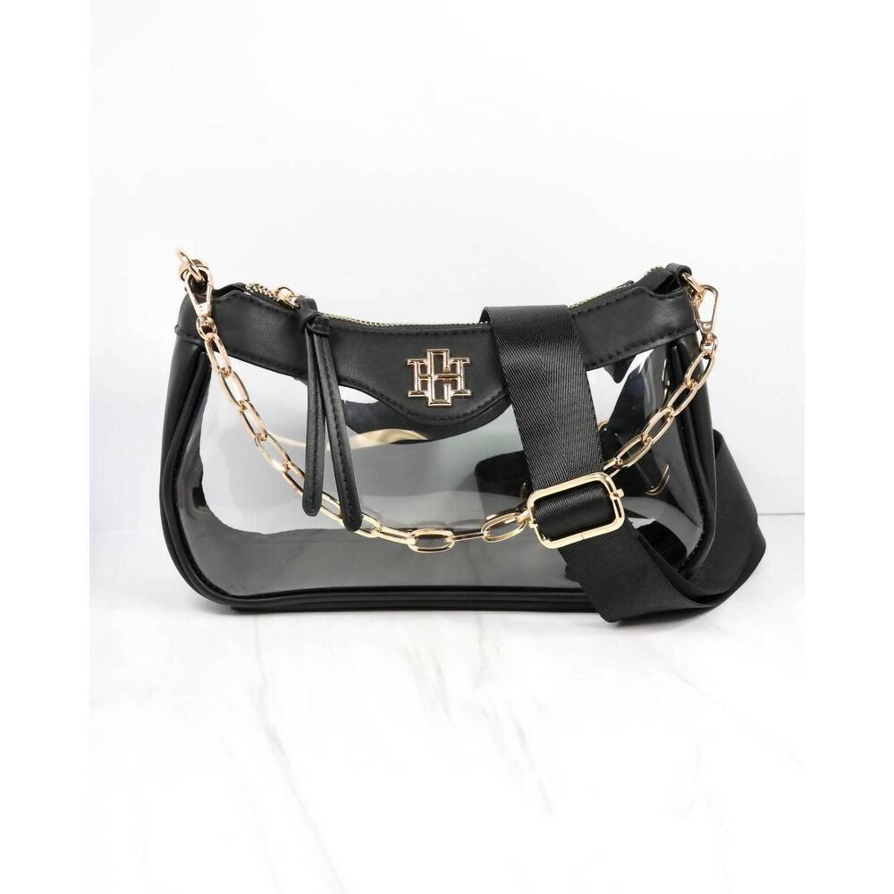NEW CAROLINE HILL women's cassidy clear crossbody bag in black, new with tags